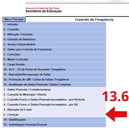 Tela do GDAE ( Controle de Frequência) para digitação do BFE