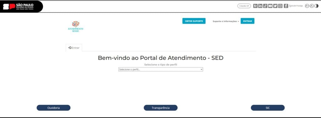 Um dos principais Canais de atendimento da SEDUC-SP - ( Portal de atendimento)
