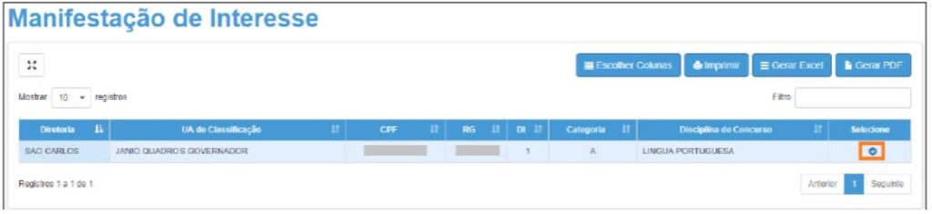 Manifestação de Interesse na SED