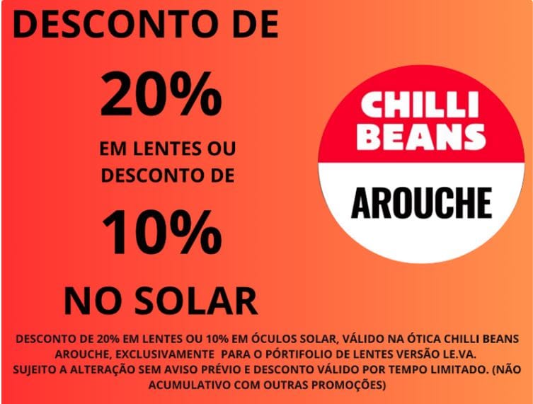 Desconto em óculos oferecido pela chilli beans
