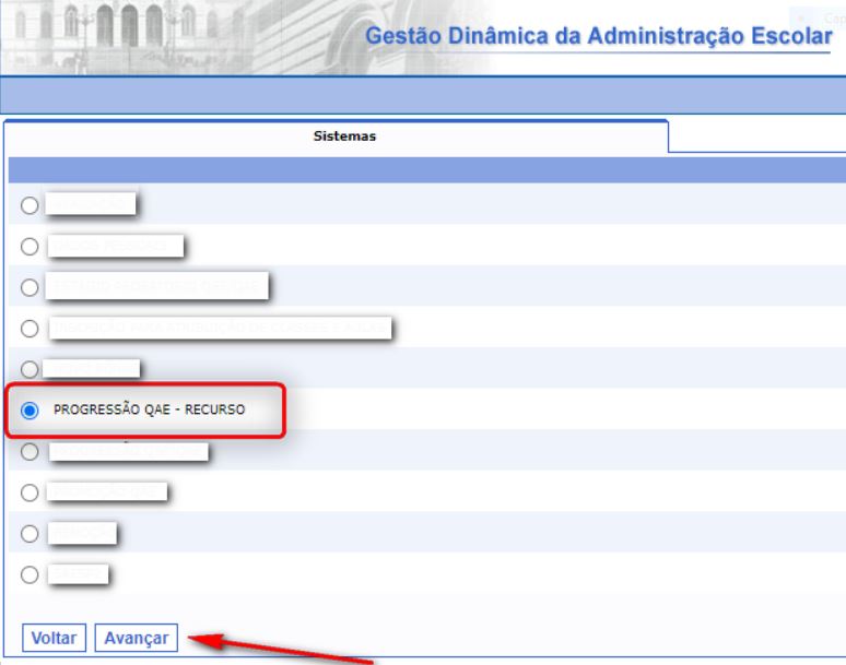 Recurso progressão QAE 2024 e 2025 portalnet
