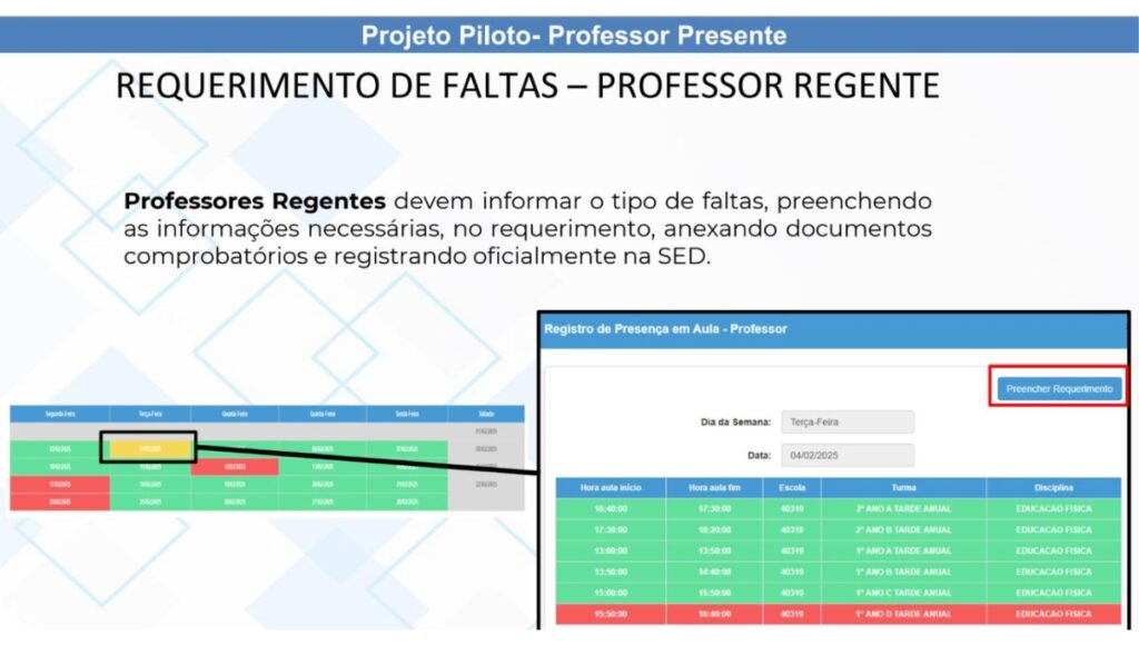 Professor Presente - Requerimento de falta na SED