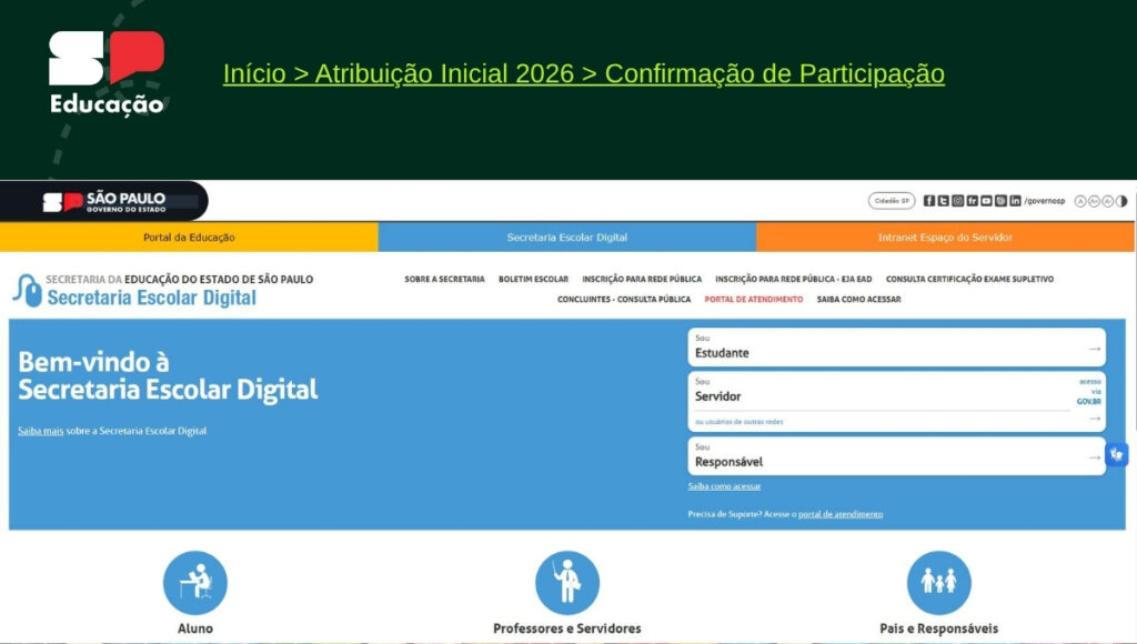 acessar a SED para participar da Fase 2 da Confirmação de participação