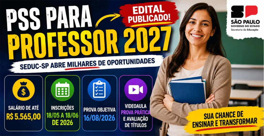 Vai começar PSS para professor 2027 para o Estado de São Paulo
