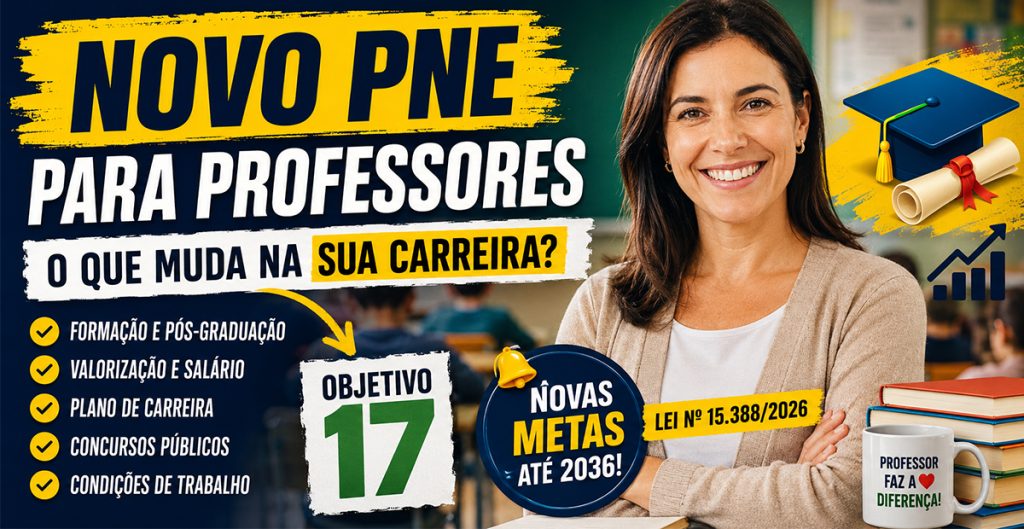 Novo PNE para Professores: conheça as metas do Objetivo 17 sobre formação, plano de carreira, valorização, concursos, pós-graduação e condições de trabalho.